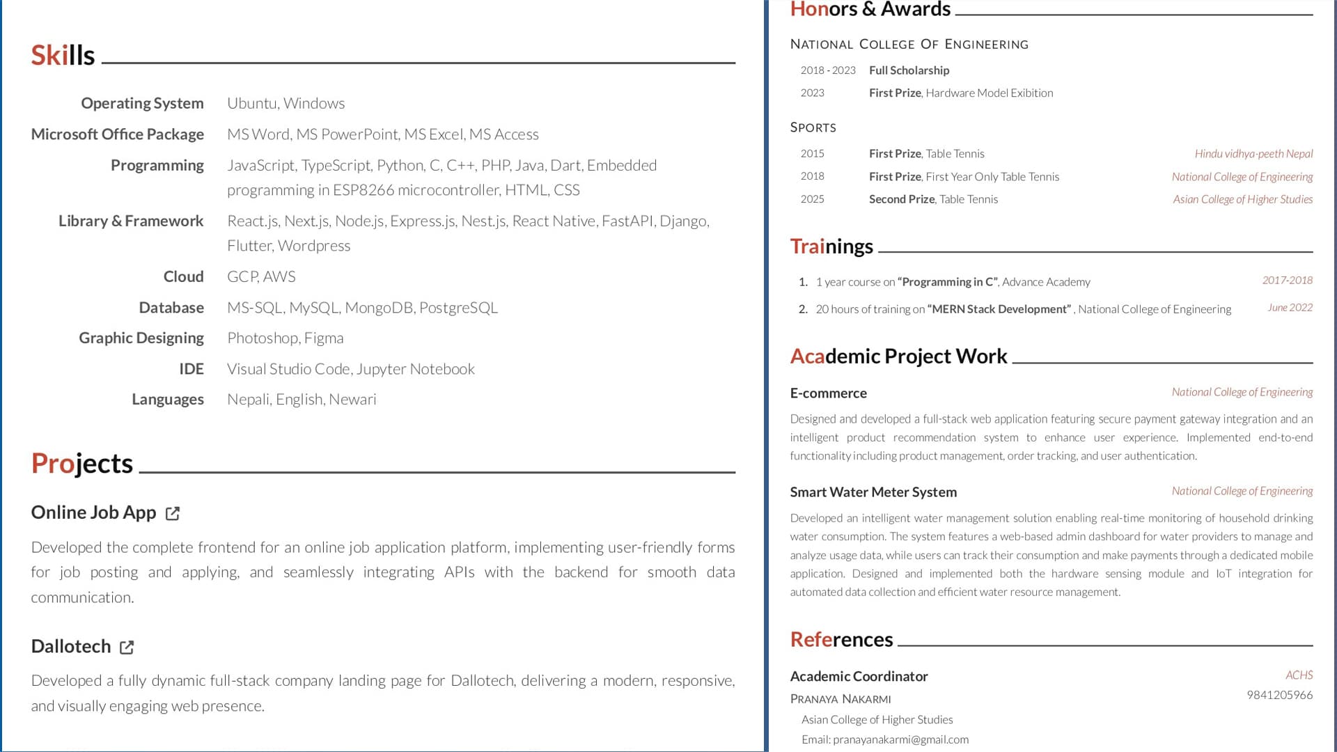 Resume Project Output by Bidur Sapkota
